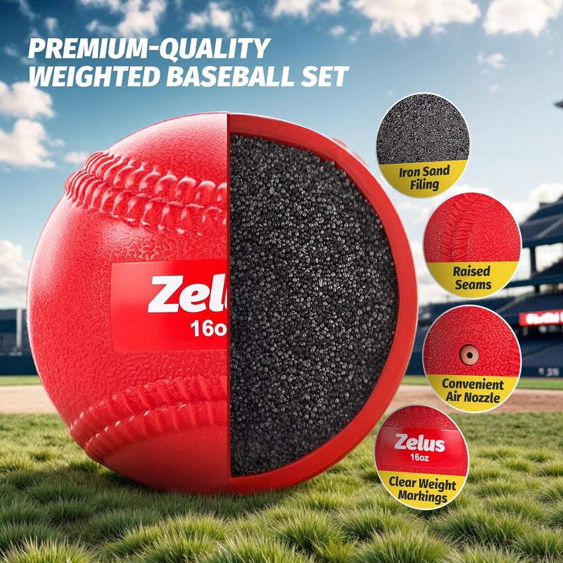 ZELUS Weighted Baseball Set with Seams for Hitting Pitching, Plyometric Baseballs with Carry Bag, Variable Weighted Balls for All Skill Levels - Image 2